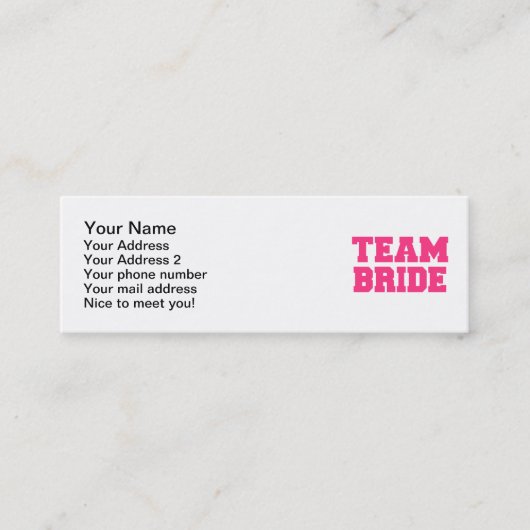 Team Bride Mini Visitekaartje (Voorkant)