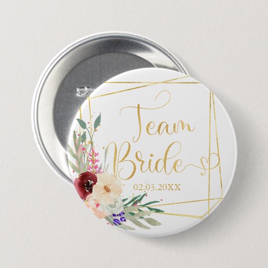 Team Bride. Modern Geometrik Button (Voorkant /achterkant)