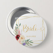Team Bride. Modern Geometrik Ronde Button 7,6 Cm (Voorkant /achterkant)
