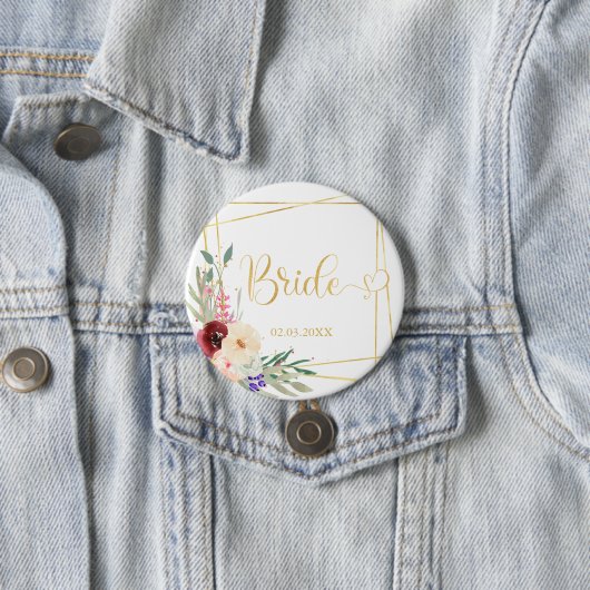 Team Bride. Modern Geometrik Ronde Button 7,6 Cm (In situ)