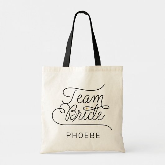 Team Bride Modern Script Gold Wedding Name Tote Bag (Achterkant)