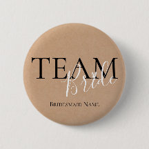 Team Bride | Naam Bridesmaid | Button voor weddens