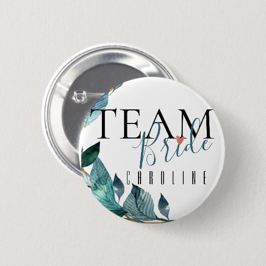 Team Bride | Naam Bridesmaid | Button voor weddens (Voorkant /achterkant)