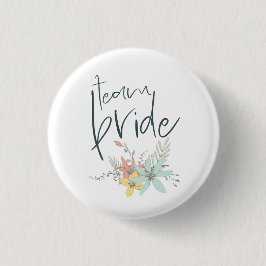 Team Bride Pastel Florals Wedding Ronde Button 3,2 Cm