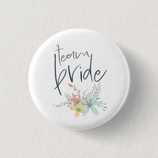 Team Bride Pastel Florals Wedding Ronde Button 3,2 Cm (Voorkant)