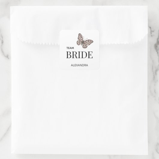 Team Bride Personalized Wedding Design Vierkante Sticker (Tas)