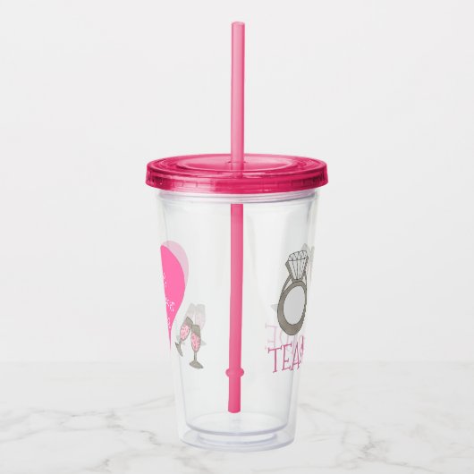 Team Bride Pink Champagne Diamond Ring Wedding Acryl Drinkbeker (Rechts)