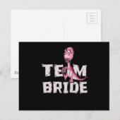 Team Bride Pink Dinosaur Vrijgezellenfeest Uitnodiging Briefkaart (Voorkant / Achterkant)