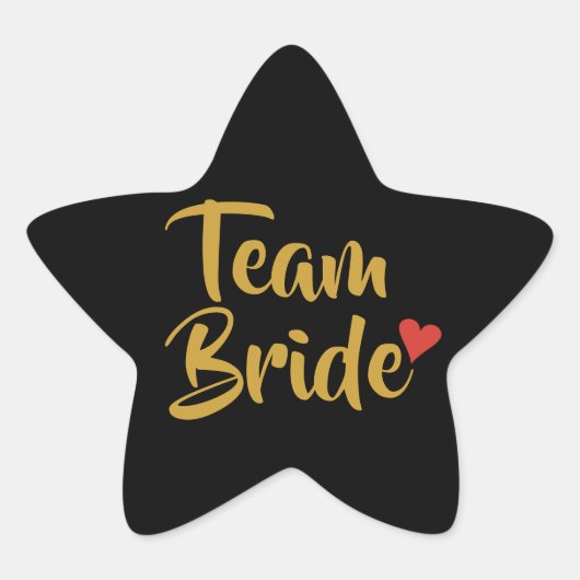 Team Bride Red Heart Ster Sticker (Voorkant)