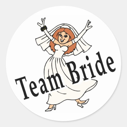 Team Bride Ronde Sticker (Voorkant)