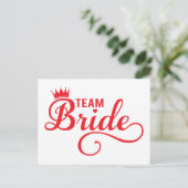 Team Bride, rood woord art tekst ontwerp voor t-sh Briefkaart (Staand voorkant)