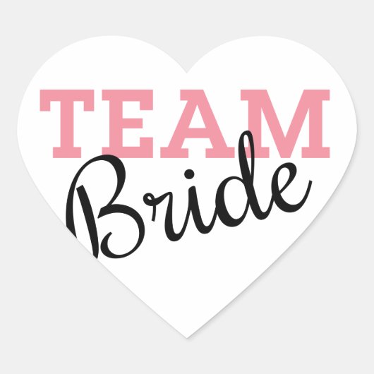Team Bride Roze Manuscript Hart Sticker (Voorkant)
