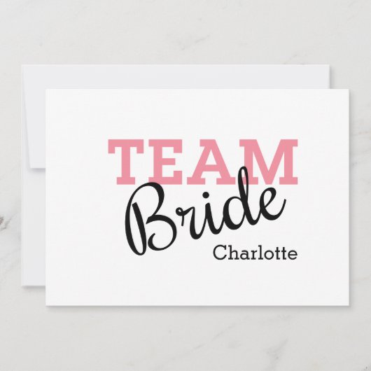 Team Bride Roze Manuscript Kaart (Voorkant)