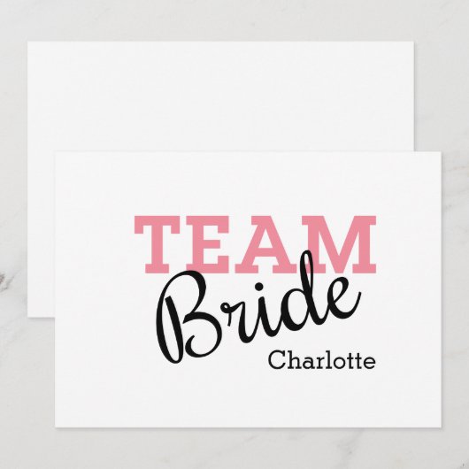 Team Bride Roze Manuscript Kaart (Voorkant / Achterkant)