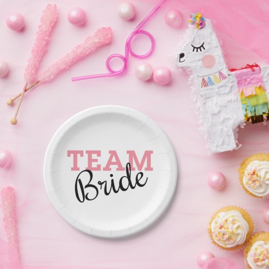 Team Bride Roze Manuscript Papieren Bordje (Feest)