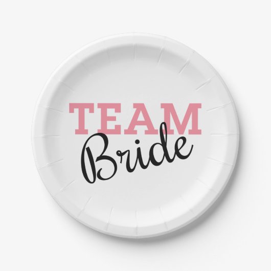 Team Bride Roze Manuscript Papieren Bordje (Voorkant)
