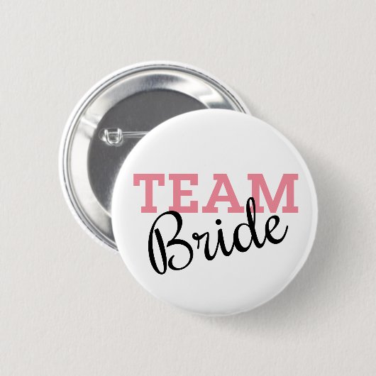 Team Bride Roze Manuscript Ronde Button 5,7 Cm (Voorkant /achterkant)