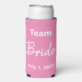 Team Bride - Roze & Wit - Weddenschap Seltzer Blikjeskoeler (Seltzer Voorkant)
