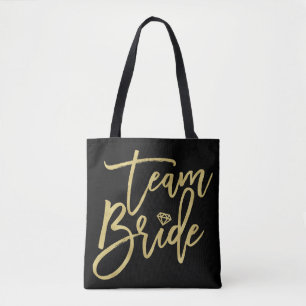 Team Bride Script Diamond Bridal Party Canvas tas