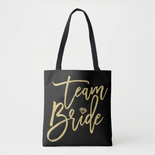 Team Bride Script Diamond Bridal Party Canvas tas (Voorkant)