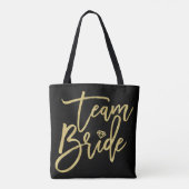 Team Bride Script Diamond Bridal Party Canvas tas (Achterkant)