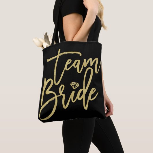 Team Bride Script Diamond Bridal Party Canvas tas (Dichtbij)