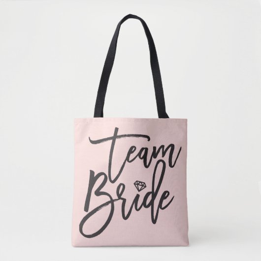 Team Bride Script Diamond Bridal Party Canvas tas (Voorkant)