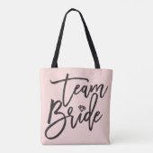 Team Bride Script Diamond Bridal Party Canvas tas (Achterkant)