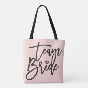 Team Bride Script Diamond Bridal Party Canvas tas
