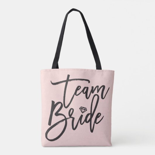Team Bride Script Diamond Bridal Party Canvas tas (Achterkant)