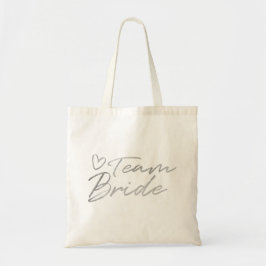 Team Bride - Silver faux canvas tas
