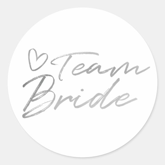 Team Bride - Silver faux foil sticker (Voorkant)