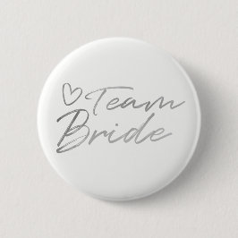 Team Bride - Silver faux folieknop Ronde Button 5,7 Cm