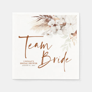 Team Bride Terracotta Floral Boho Vrijgezellenfees Servet