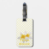 Team Bride | Tropische bloem en gele Trellis Bagagelabel (Achterkant verticaal)