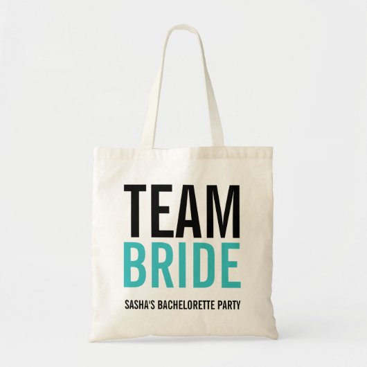Team Bride Turquoise Bachelorette Party Tote Bag (Voorkant)