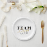 TEAM BRIDE Two-Tone Papieren Bordje<br><div class="desc">Modern ontwerp voor de klassieke kip. Goud effect met ruimte voor een naam. Een deel van een collectie.</div>