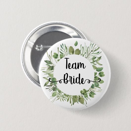 Team Bride waterverf botanische blad Ronde Button 5,7 Cm (Voorkant /achterkant)
