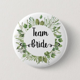 Team Bride waterverf botanische blad Ronde Button 5,7 Cm