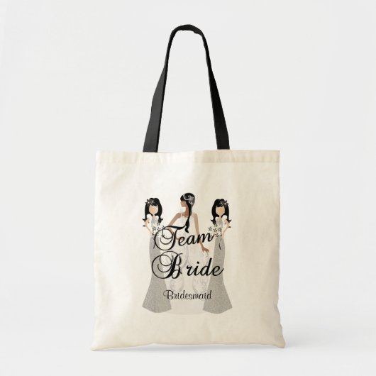 Team Bride | Weddenschap | Grijs en zwart | DIY-te Tote Bag (Voorkant)