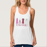 TEAM BRIDE Wedding Vrijgezellenfeest Party Dresses Tanktop<br><div class="desc">De bovenkant van de tank kenmerkt een originele tellersillustratie van een rij jurken, met TEAM BRIDE in een leuk grauw doopvont. Ideaal voor je bruidfeestje! De ontwerper is beschikbaar aan creëer en uploadt douaneontwerpen om de kleuren en de thema's van uw bruiloft aan te passen-klik "deze Ontwerper"vragen om met het...</div>