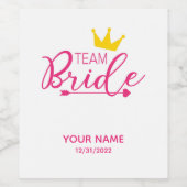 Team Bride Wine Etiket Roze (Enkel label)