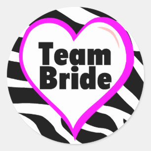 Team Bride Zebra Stripes Ronde Sticker