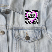 Team Bride Zebra Stripes Vierkante Button 5,1 Cm (In situ)
