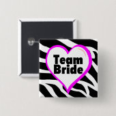 Team Bride Zebra Stripes Vierkante Button 5,1 Cm (Voorkant /achterkant)