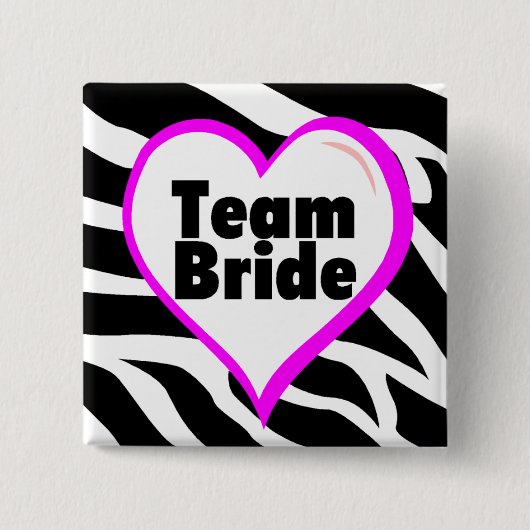 Team Bride Zebra Stripes Vierkante Button 5,1 Cm (Voorkant)