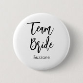 Team Bride Zwart Wit Wedding Button (Voorkant)