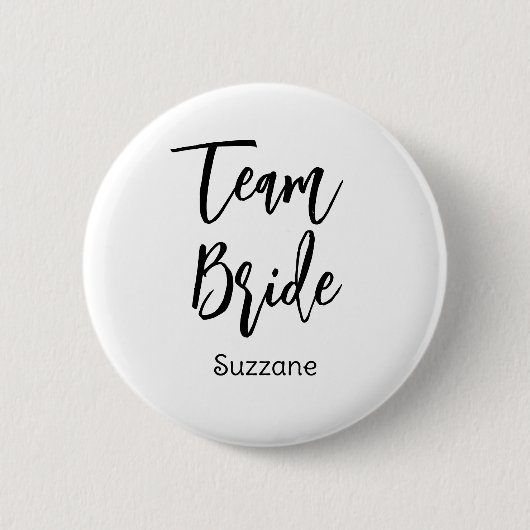 Team Bride Zwart Wit Wedding Button (Voorkant)