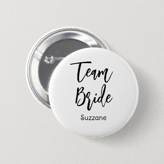 Team Bride Zwart Wit Wedding Button (Voorkant /achterkant)