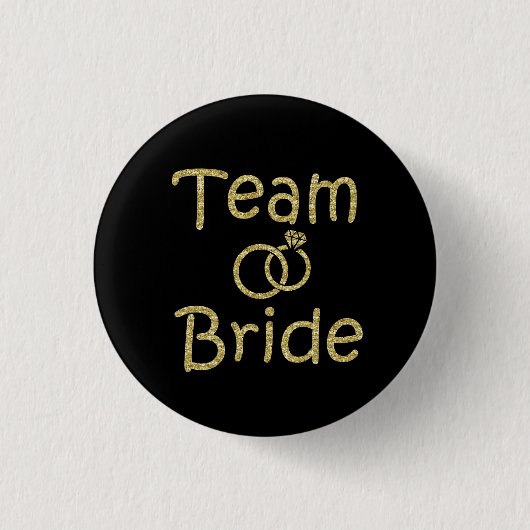 Team Bridesmaid Gold Glitter-toets Ronde Button 3,2 Cm (Voorkant)